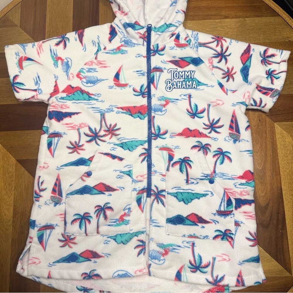 Tommy Bahama Blue and White Tropical Cover-Up pool beach vacation